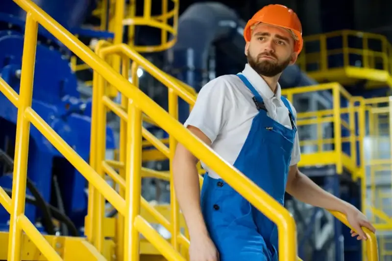 Виробничий цех з металевими сходами