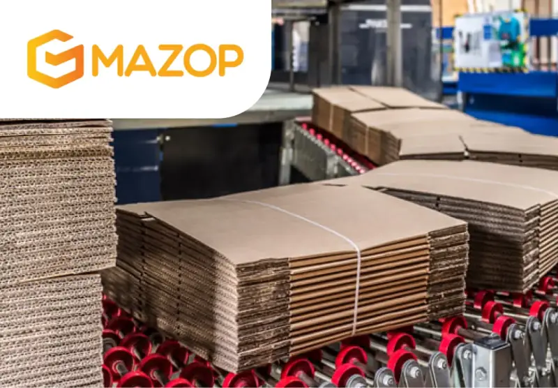 Стопки гофрокартона на производственной линии MAZOP